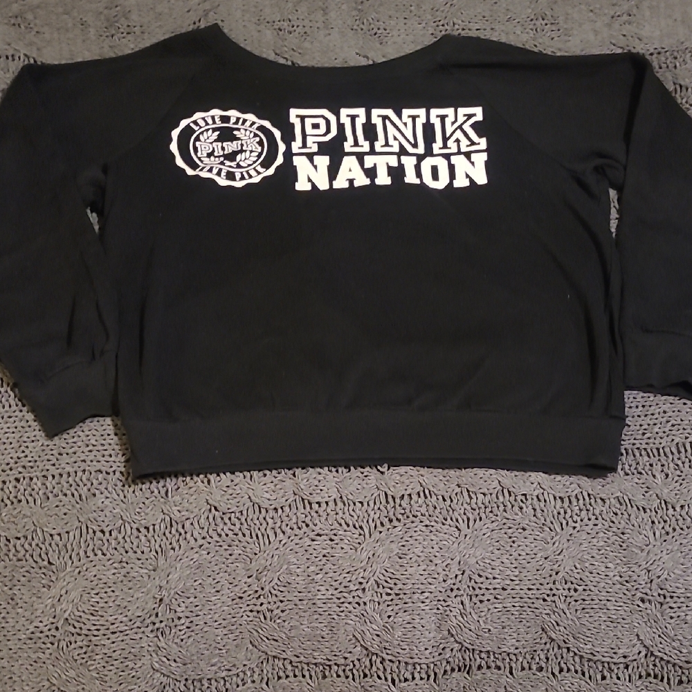 PINK Victoria's Secret Nation Black Med Sweater